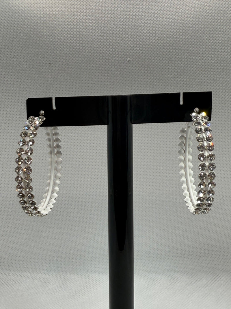 Crystal White Elegance Hoops