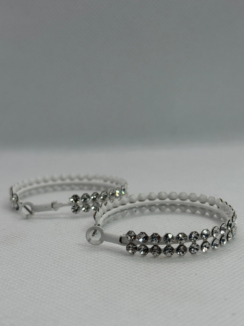 Crystal White Elegance Hoops