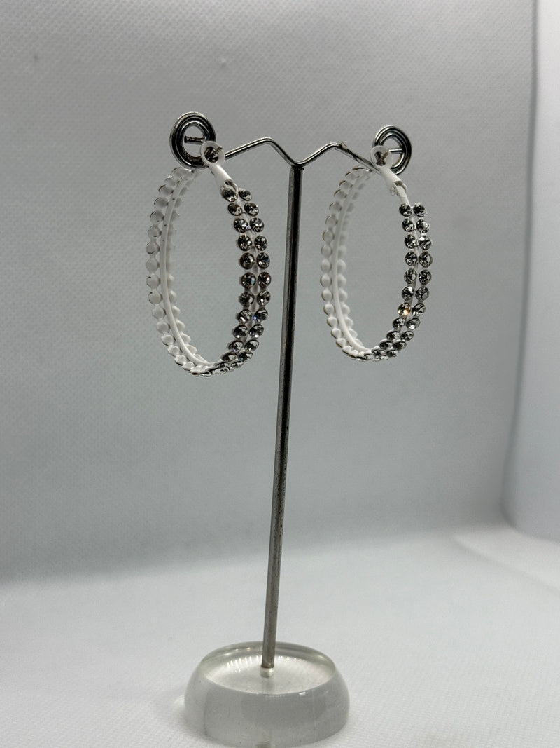 Crystal White Elegance Hoops