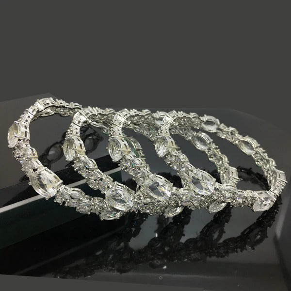 Stunning American Diamond Bangles With Clear Crystal Accents