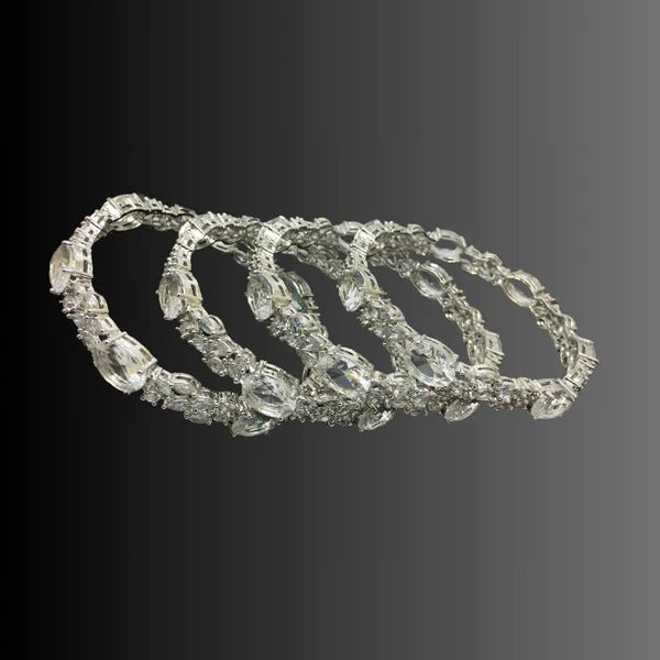 Stunning American Diamond Bangles With Clear Crystal Accents